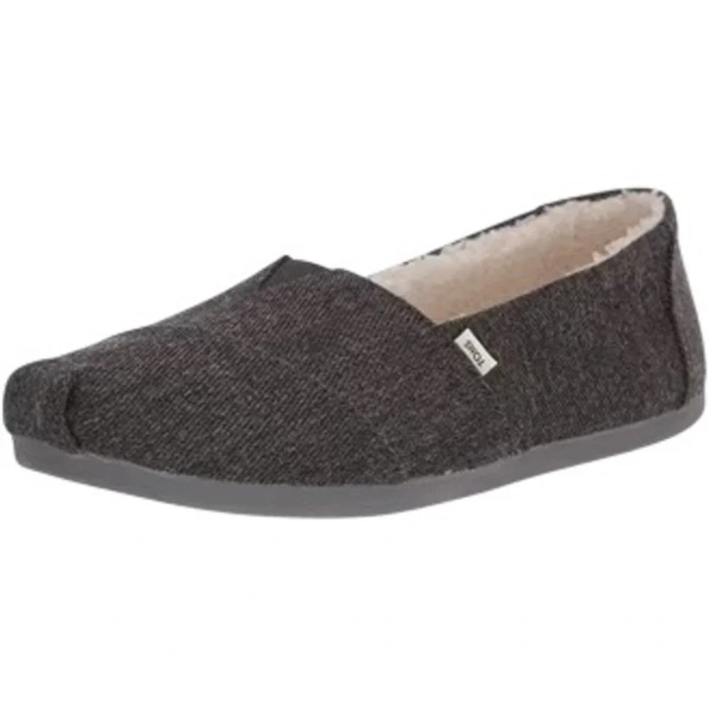 239. TOMS Women's Alpargata Loafer Smoke Grey Repreve Heavy Twill/Faux Shearling